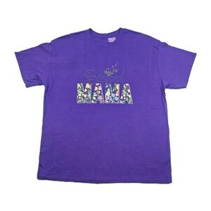Blessed Mama Flowers Butterflies Purple T Shirt Size XL Colorful Fun Spellout